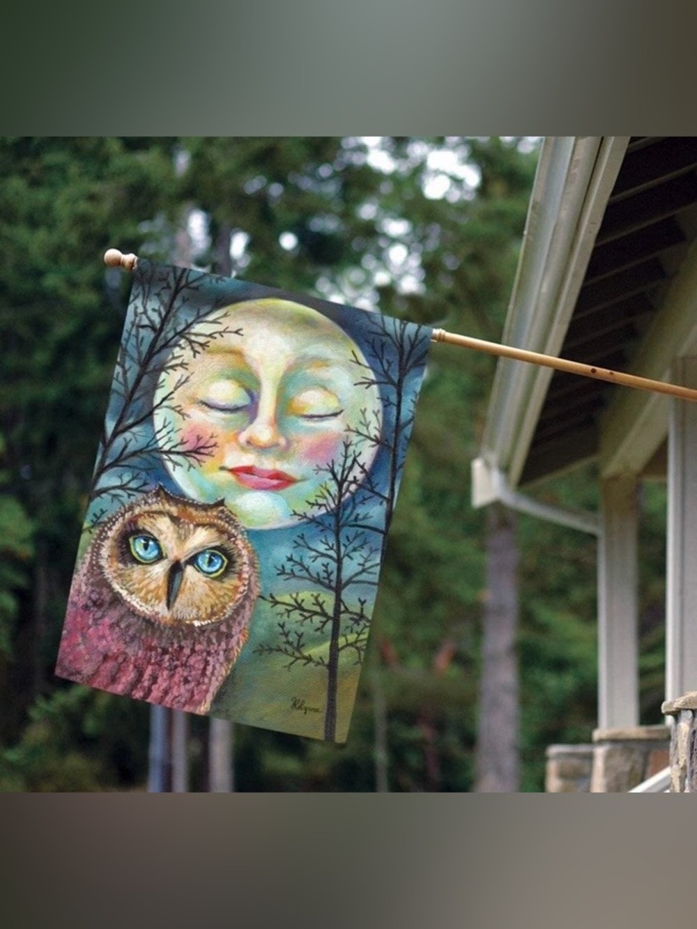 Toland - Premium House  “Moonlit Owl” Double Sided House Flag 28”x40”